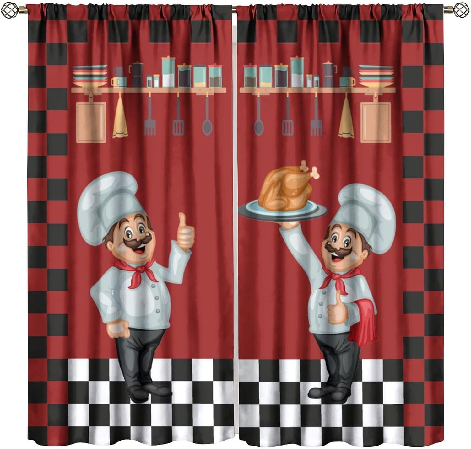 Home Cooking Youtube - Zasłony kuchenne z motywem szefa kuchni,